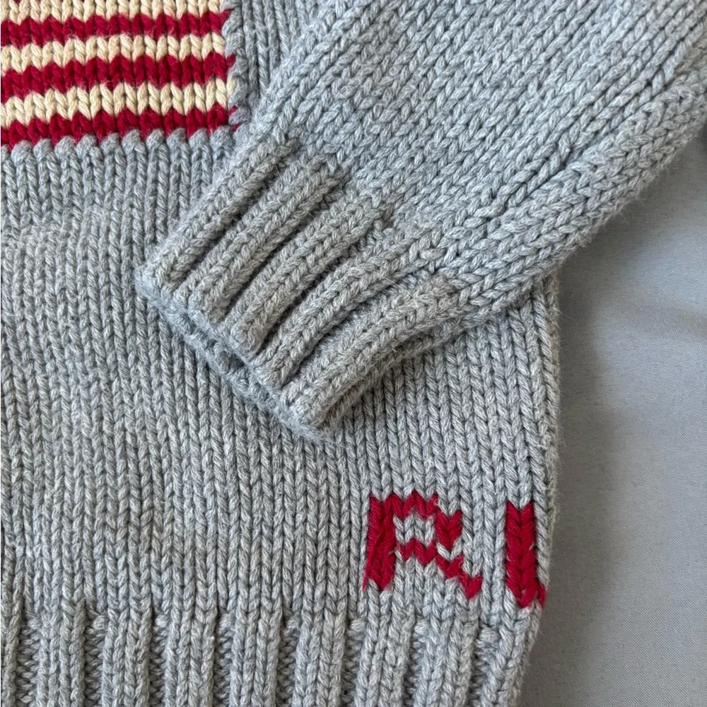 Ralph Lauren Gray Knit Sweater with Flag Design - Picture 3 of 8